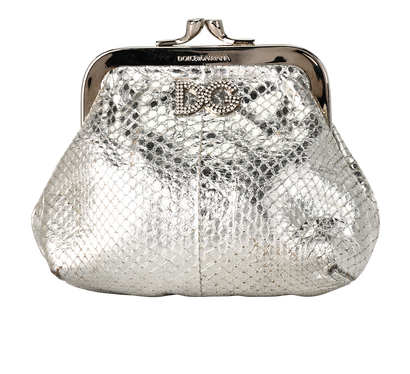 Dolce & Gabbana Embossed Kiss-Lock Coin Purse, &pound;80, Accessories, Silver, Leather, Front view